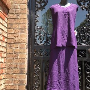 🚨B2G1 New DONNA VINCI Royal Purple Jeweled 2 Piece Skirt Set